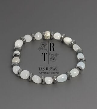Akuamarin Hematit Bileklik 8 mm – Denge ve Güç Doğaltaş Bileklik