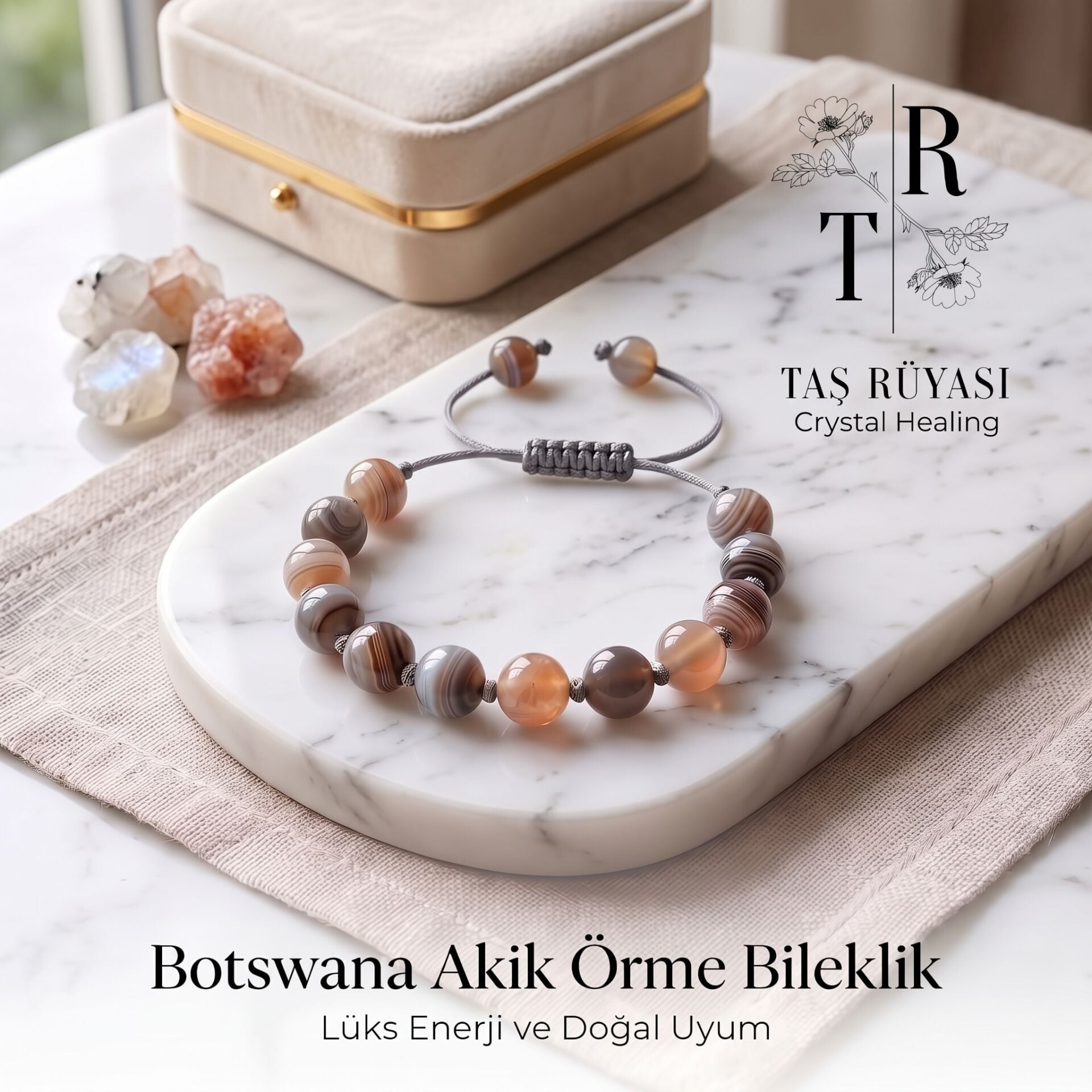 Bostwana Akik Örme Bileklik 8 Mm