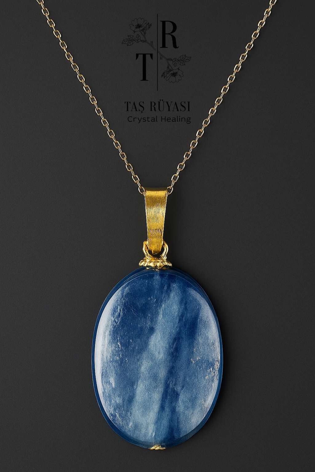 Kiyanit Ovoid  Kolye Ucu Zincirli