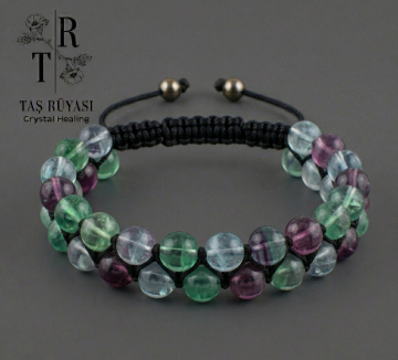 Florit Taşı Örme Bileklik 8 mm | Zihin Açıcı Enerji, Çakra Dengeleyici Doğal Taş Bileklik