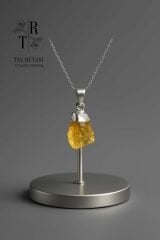 Ham Sitrin Kolye Ucu | Zincirli Doğal Taş Kolye | Pozitif Enerji