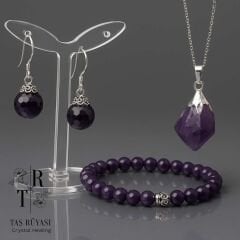 Ametist Bileklik Kolye Küpe Set