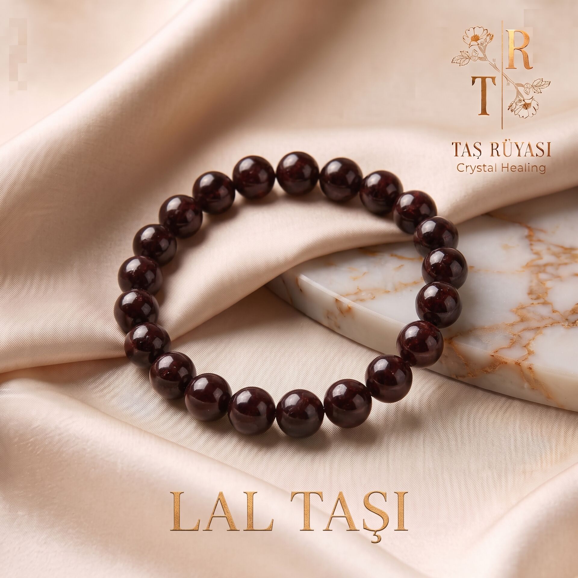 Garnet (Lal) Doğal Taş Bileklik 8 mm