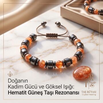 Güneştaşı Hematit Örme Bileklik