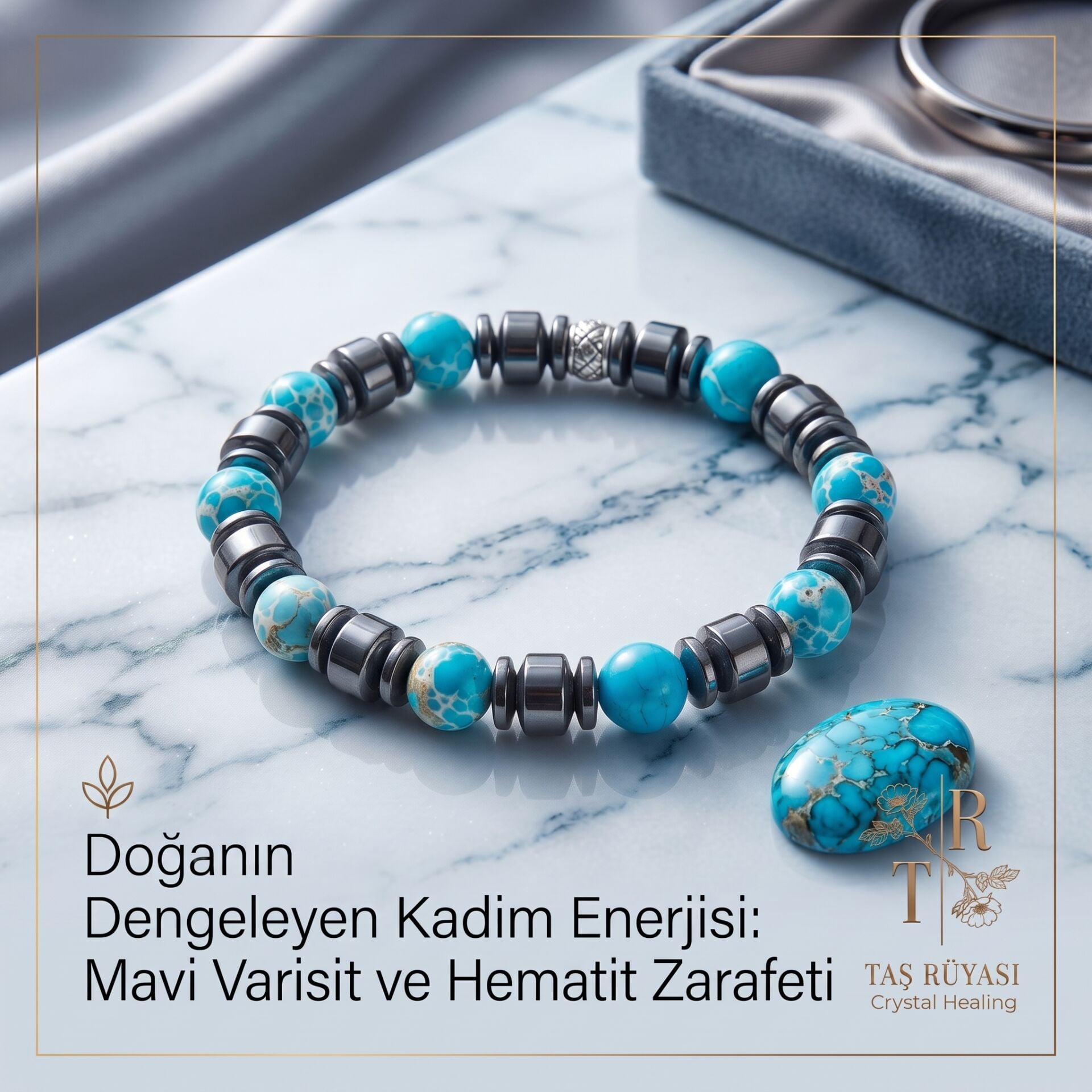 Hematit ve Mavi Varisit Bileklik 8 mm