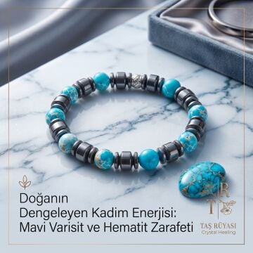 Hematit ve Mavi Varisit Bileklik 8 mm