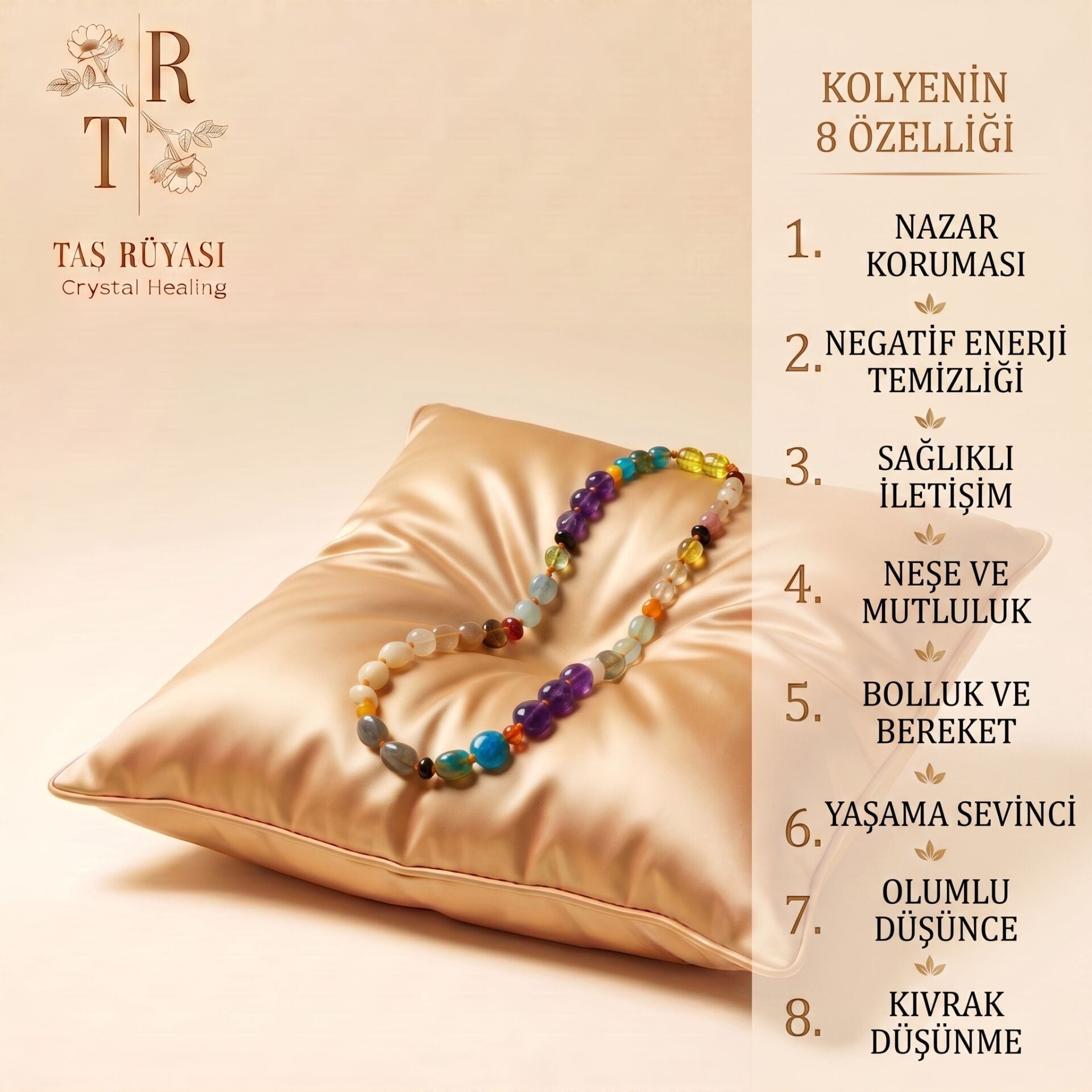 7 Farklı Taştan Oluşan Nazar Kolyesi