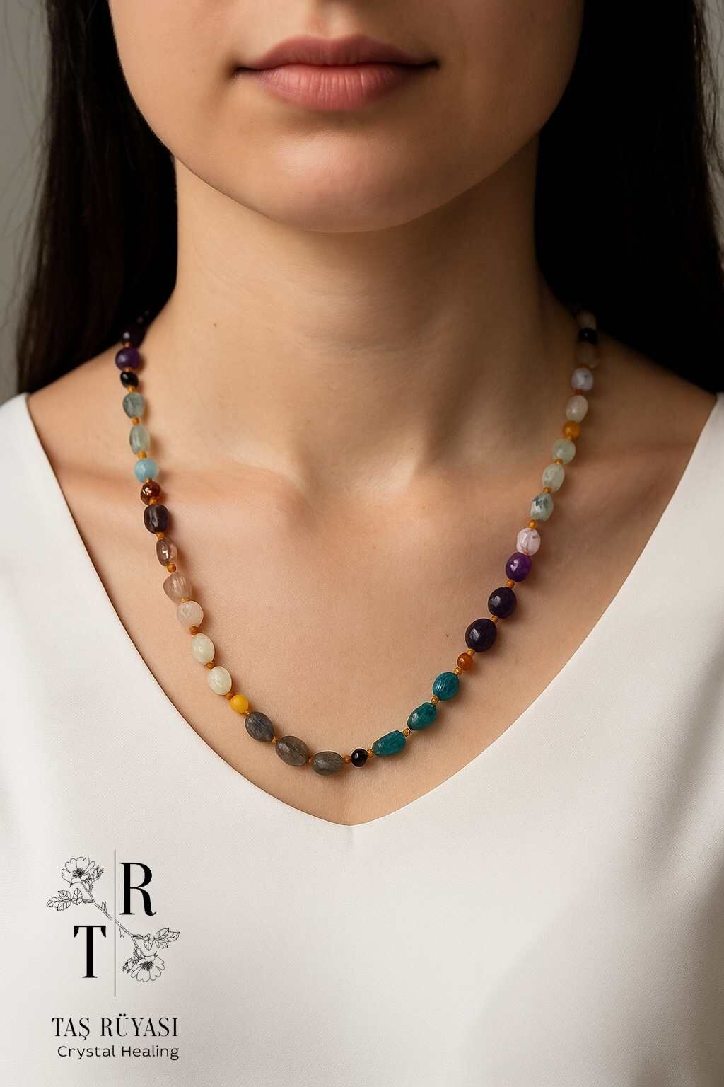 7 Farklı Taştan Oluşan Nazar Kolyesi