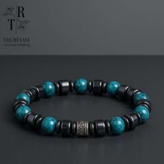 Jade (Yeşim) – Hematit Bileklik 8 mm | Bereket, Uyum, Koruma ve Zihinsel Güç