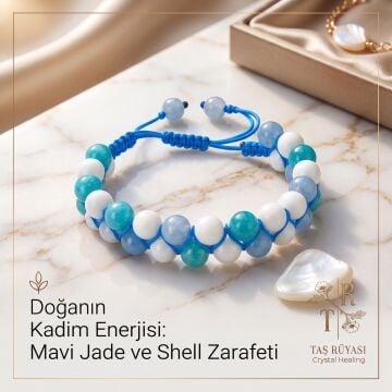 Jade Shell Çift Sıra Örme Bileklik 8 Mm