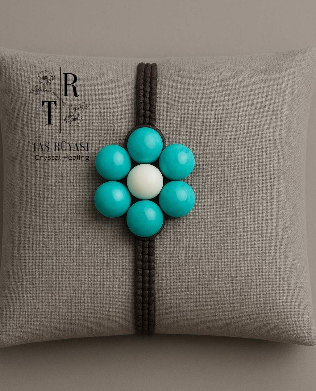 Jade (Yeşim) Çiçek Modelli Örme Bileklik 8 mm | Bereket, Şans, Uyum ve Ruhsal Denge