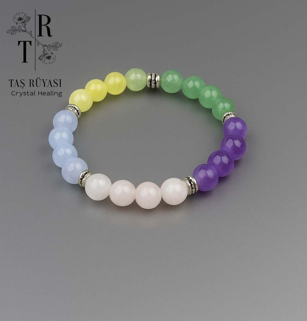 Kalsedon Gül Kuvars Sitrin Florit Ametist Bileklik