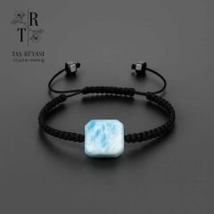 Kare Akuamarin Örme Bileklik