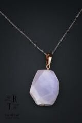 Kalsedon Taşı Kolye Ucu Zincirli