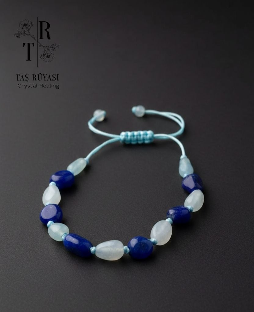 Kalsedon Lapis Lazuli Örme Bileklik