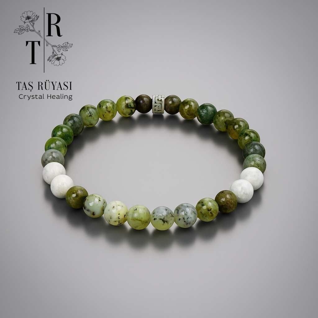 Prehnit Labradorit Dentrit Opal Aytaşı Bileklik | Şifacı Kombinasyonu