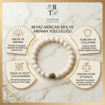 8 mm Doğal Beyaz Mercan Bileklik