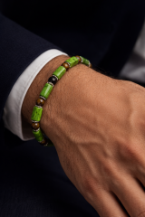 Kanada Yeşim Taşı & Kaplangözü Doğaltaş Bileklik – Güç, Denge ve Koruma Enerjisi