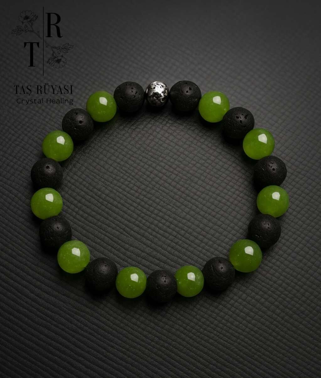 Kanada Yeşim Taşı Lav Taşı Bileklik 8 Mm