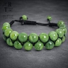 Kanada Yeşim Taşı Örme Bileklik | Kalp Çakrası