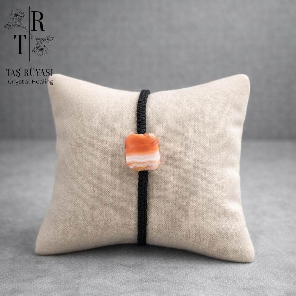 Karneol Akik Örme Bileklik