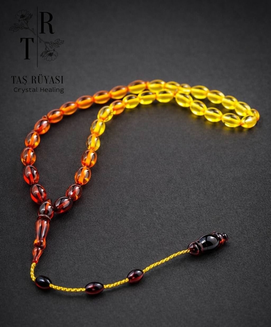 Kehribar Renk Geçişli Süzme Tesbih (Doğal Dizilim)