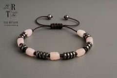 Kunzit Hematit Örme Bileklik