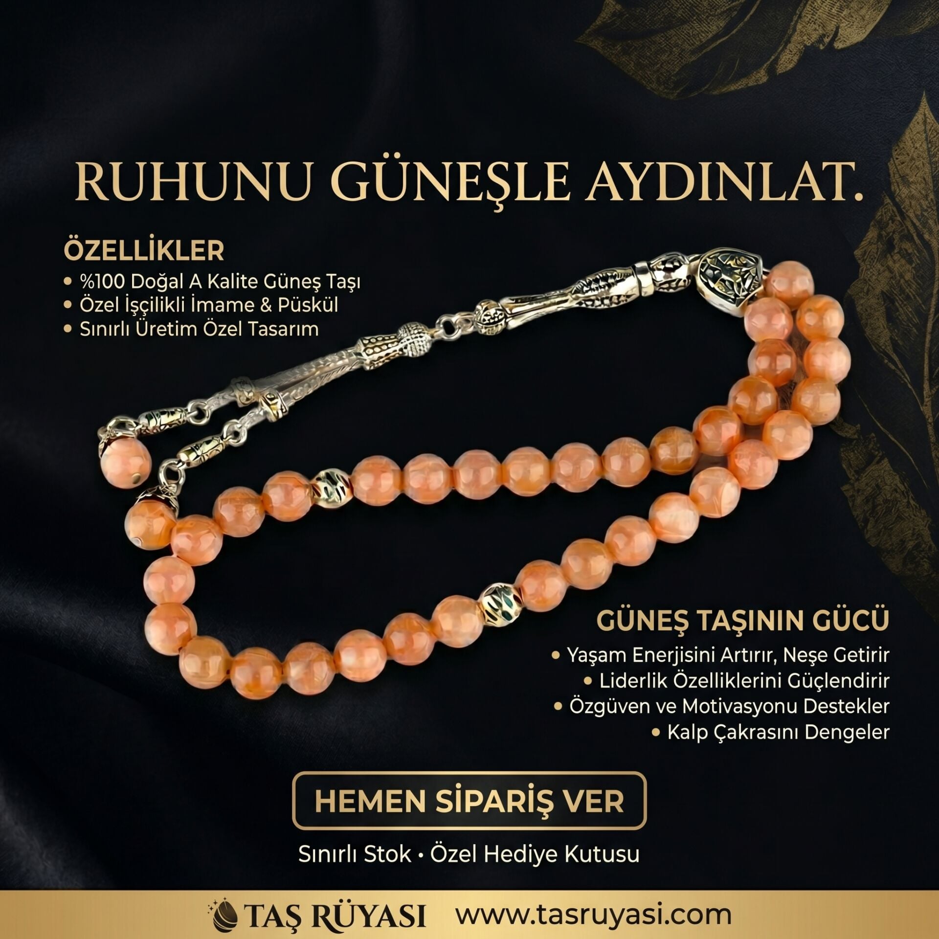 Güneş Taşı Tesbih 8 mm