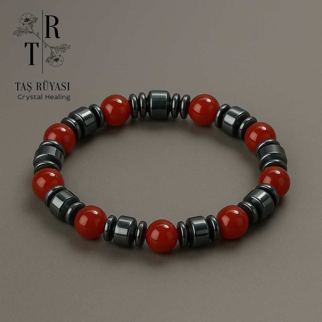Kırmızı Akik Hematit Bileklik 8 Mm