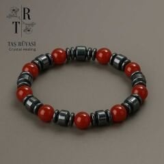 Kırmızı Akik Hematit Bileklik 8 Mm