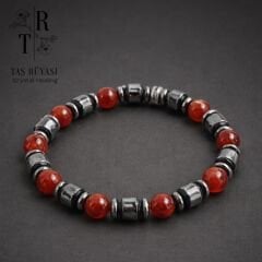 Kırmızı Akik Hematit Bileklik 8 Mm