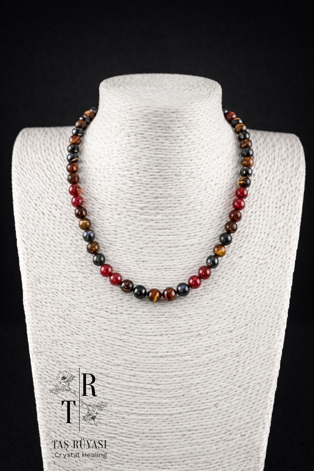 Kırmızı Akik, Kaplangözü & Hematit Doğaltaş Kolye 6 mm | Güç, Koruma, Cesaret ve Enerji Dengeleme