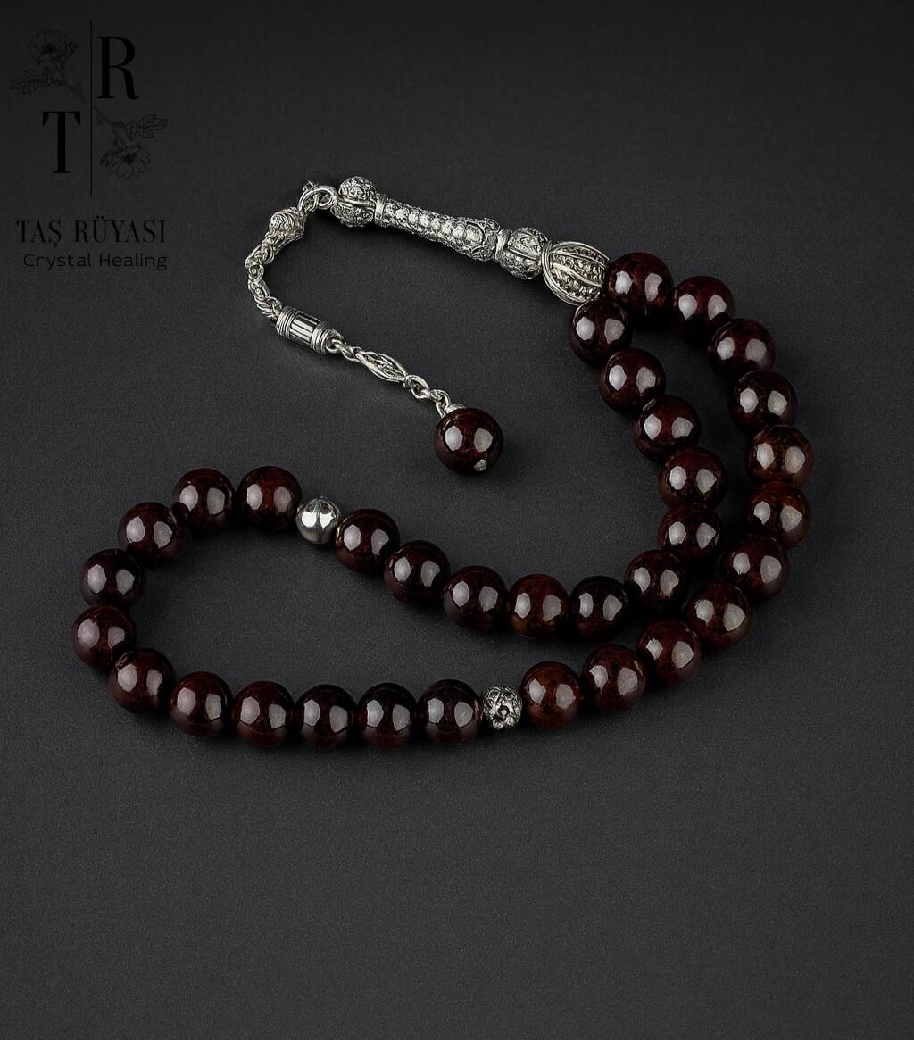 Lal (Garnet) 33’lük Tesbih | Doğal Taş Manevi Tesbih – Enerji, Cesaret ve Ruhsal Denge