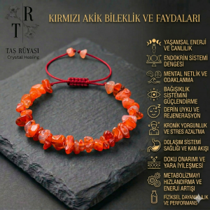 Kırmızı Akik Örme Bileklik