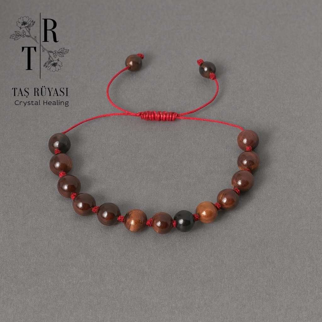 Kırmızı Kaplangözü Örme Bileklik | Cesaret ve Kararlılık