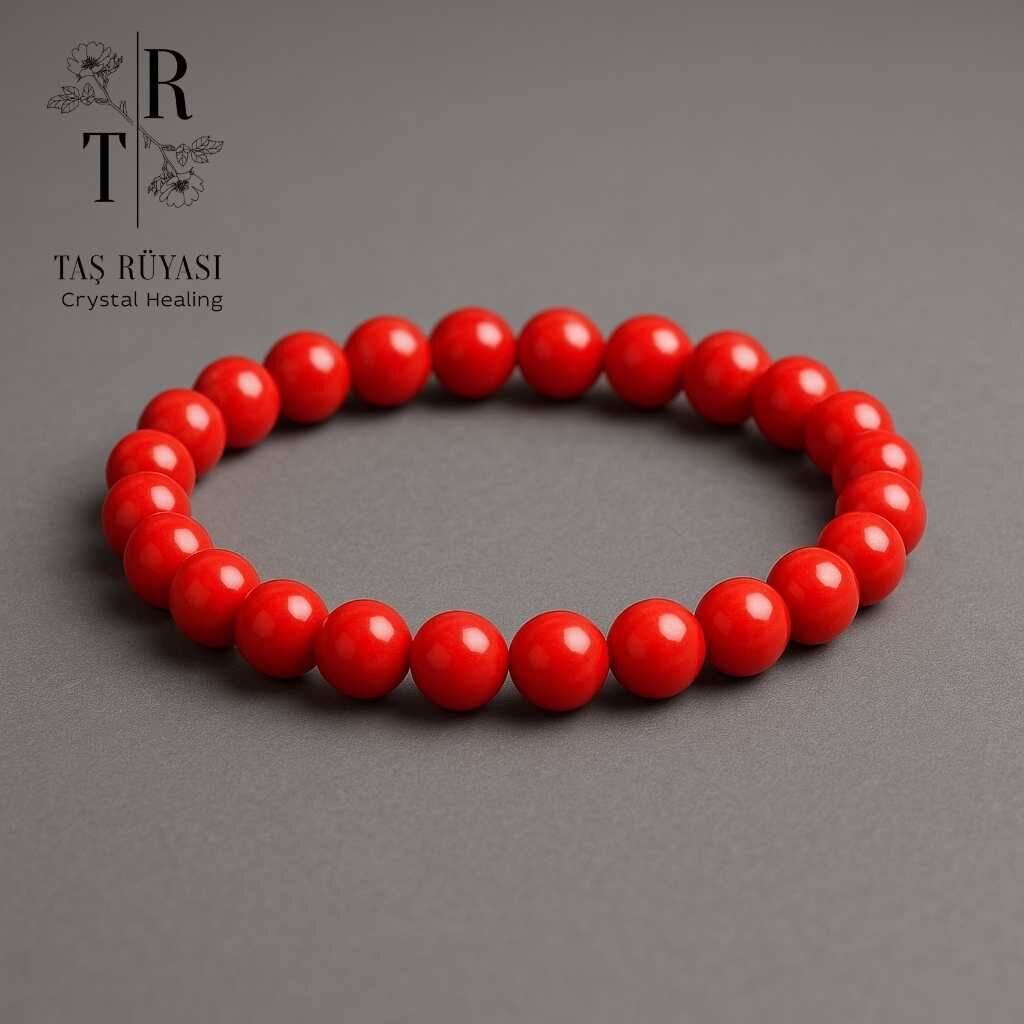 Kırmızı Mercan Doğal Taş Bileklik 8 Mm | Canlılık, Denge, Cesaret