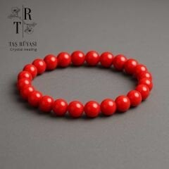 Kırmızı Mercan Doğal Taş Bileklik 8 Mm | Canlılık, Denge, Cesaret