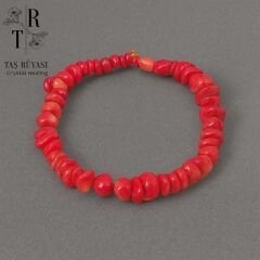 Kırmızı Mercan Kırık Taş Bileklik