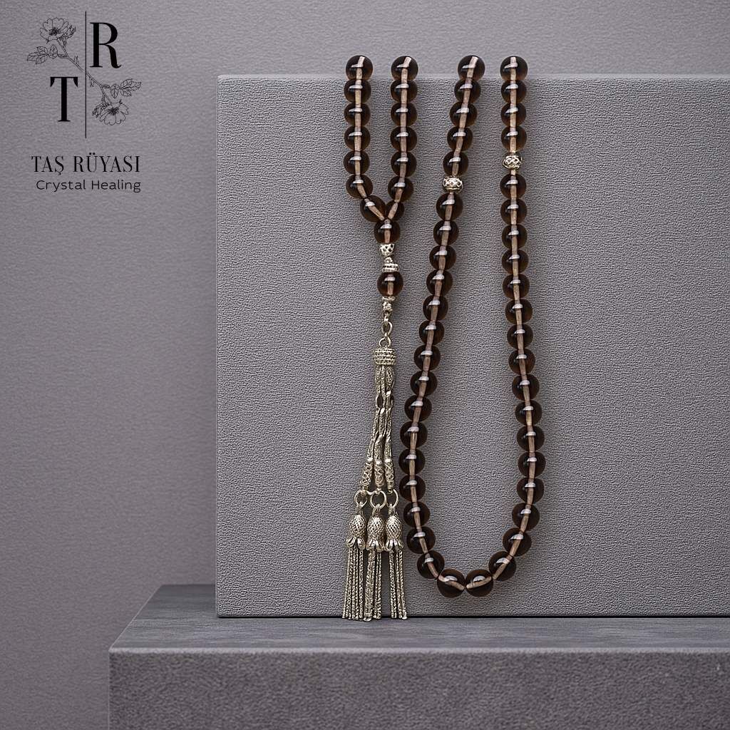 Dumanlı Kuvars 99’luk Dua Tesbihi 6 mm | Arınma, Sakinlik ve Negatif Enerjiyi Dönüştürme