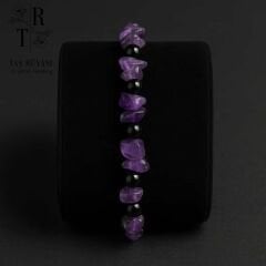 Kırık Ametist Ve Siyah Turmalin Elastik Bileklik