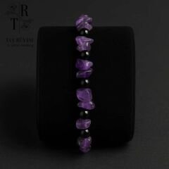 Kırıktaş Ametist & 6 mm Siyah Turmalin Bileklik – Negatif Enerji Koruyucu Doğaltaş Bileklik