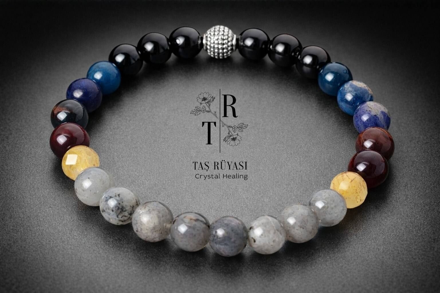 Labradorit Altın Rutil Kuvars Kaplangözü Apatit Lapis Lazuli Siyah Turmalin Bileklik 8mm