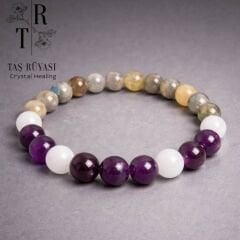 Labradorit Ametist Mavi Dentrit Akik Bileklik