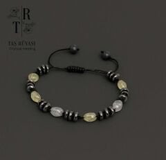 Labradorit Hematit Örme Bileklik