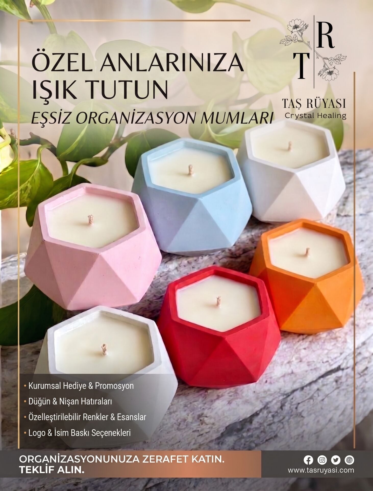 Geometrik Tasarımlı Mum ( 10 Adet )