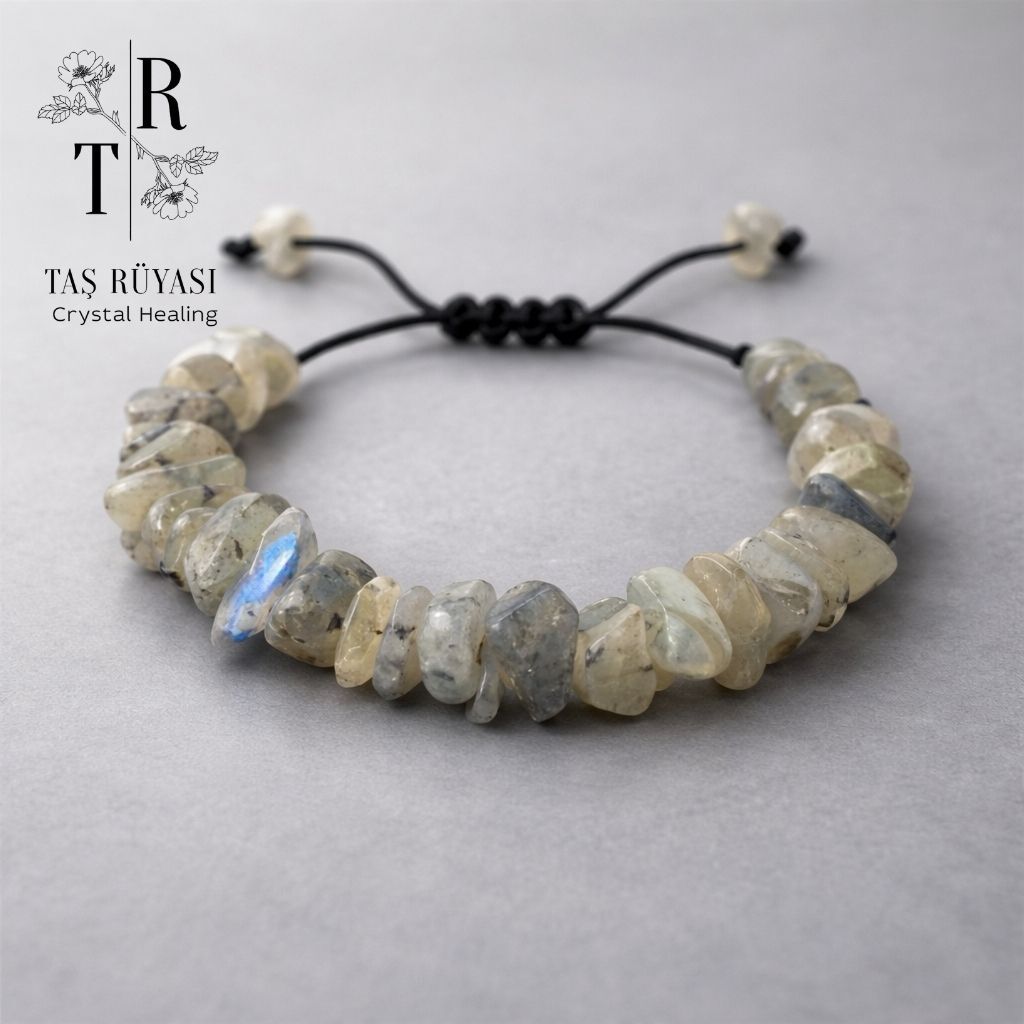 Labradorit Kırık Taş Örme Bileklik