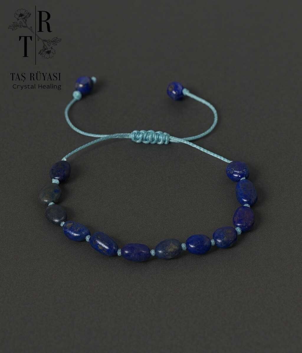 Lapis Lazuli Örme Bileklik (Mavi Ipli) | Zihni Sakinlik, İç Huzur, Bilgelik