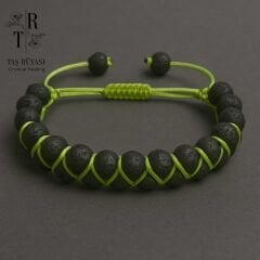 Lav Taşı Çift Sıra Örme Bilklik 8 Mm ( Yeşil Ipli)