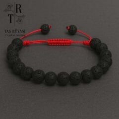 Lav Taşı Örme Bileklik (kırmızı Ipli) | Topraklanma, Sakinlik