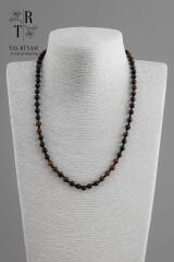 Mat Kaplangözü Obsidyen Kolye 6 mm | Cesaret, Özgüven ve Koruma